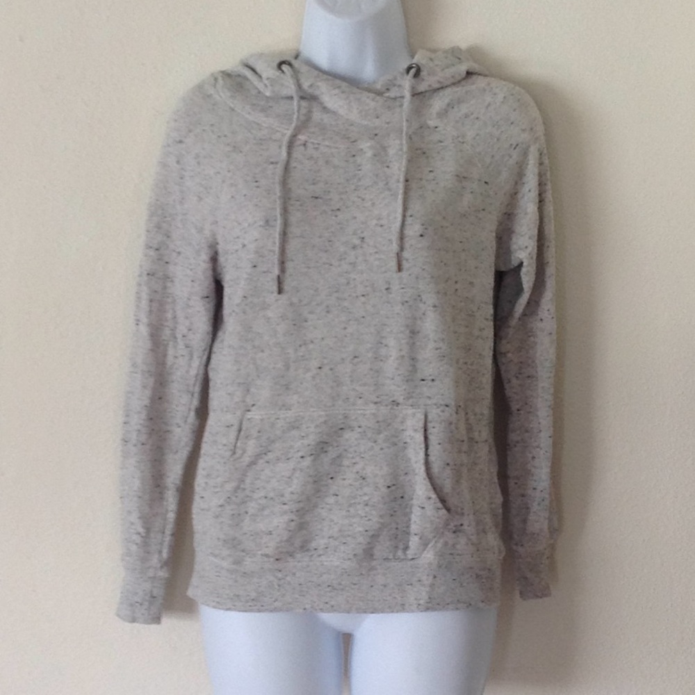 Gray sweatshirt. With hoodie and grommets.